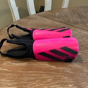 Adidas Black and Pink Shin Guards Size Small